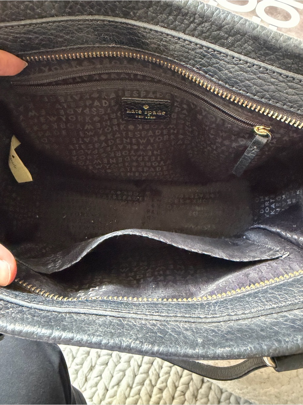 kate spade Black Pebbled Leather Satchel with Gold Hardware - Picture 5 of 14